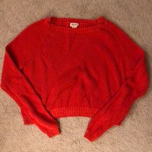 Cropped coral red sweater